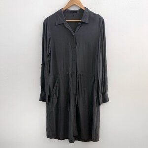EILEEN FISHER Long Sleeve Cinched Waist 100% Silk Dress Size